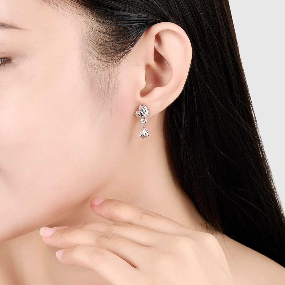 Bông tai vàng trắng Ý 18K đính đá CZ - Hình ảnh 3