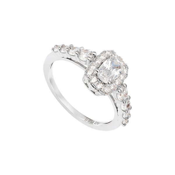 Nhẫn bạc đính đá hột xoàn