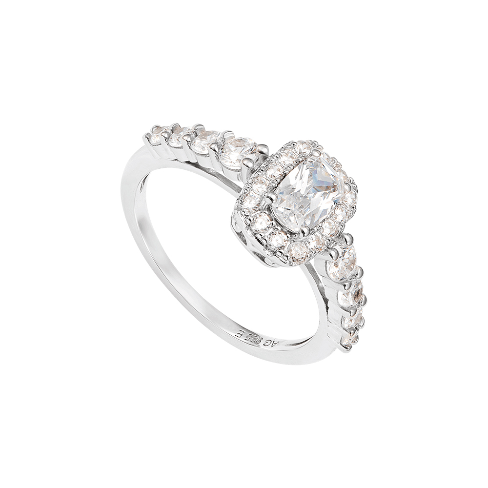 Nhẫn bạc đính đá hột xoàn