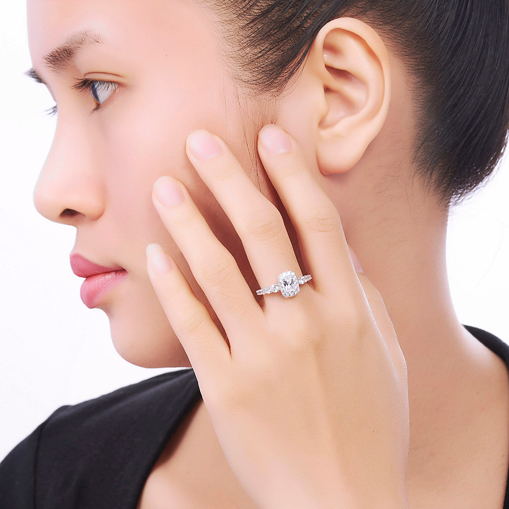 Nhẫn bạc đính đá hột xoàn - Hình ảnh 4